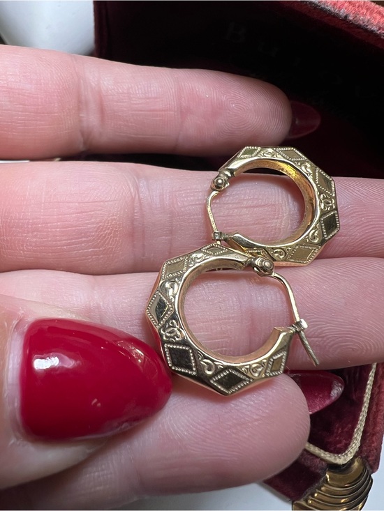 10K yellow gold bohemian hoop earrings main image 0